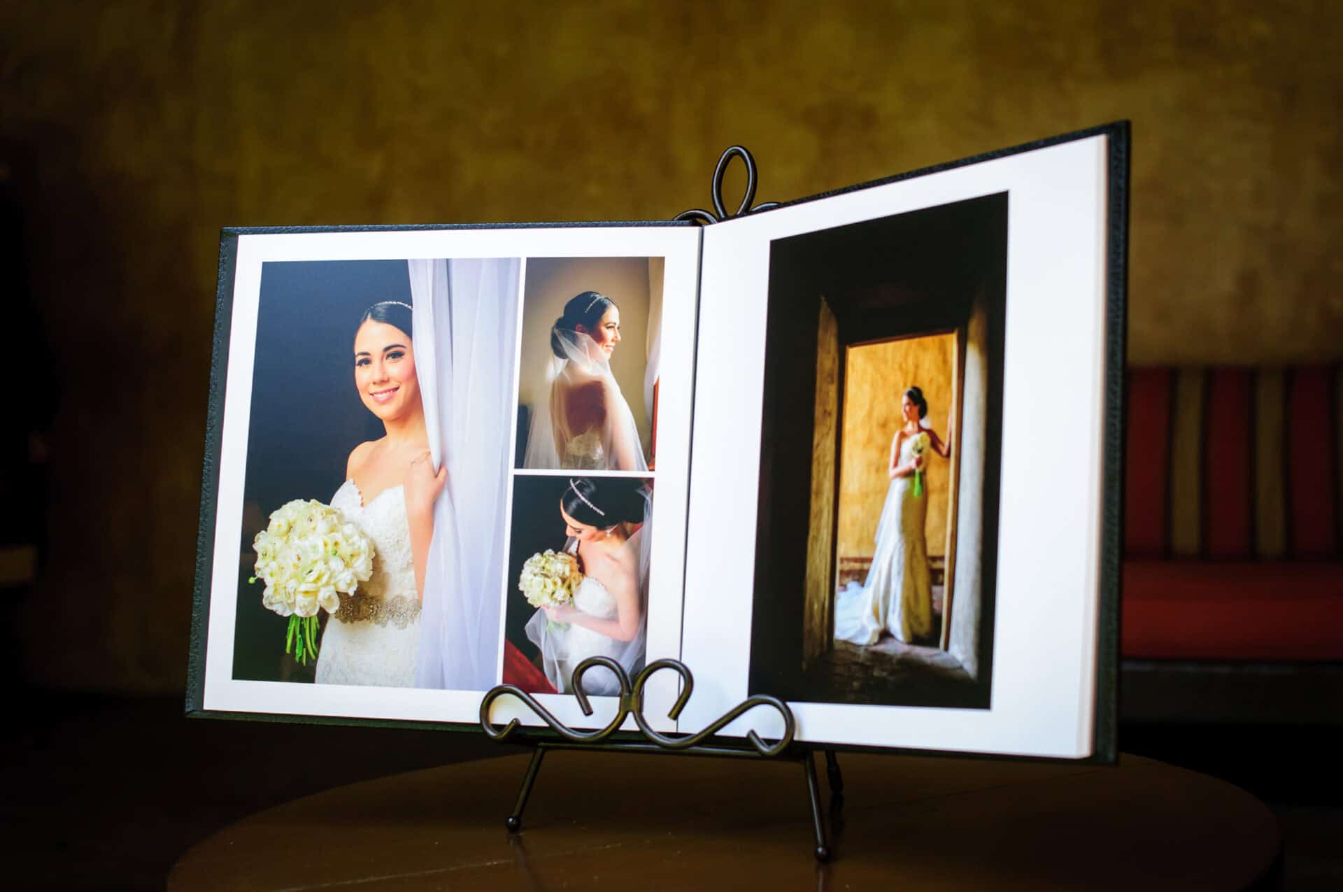 Hand-assembled wedding photo album by Douglas Favero Photography