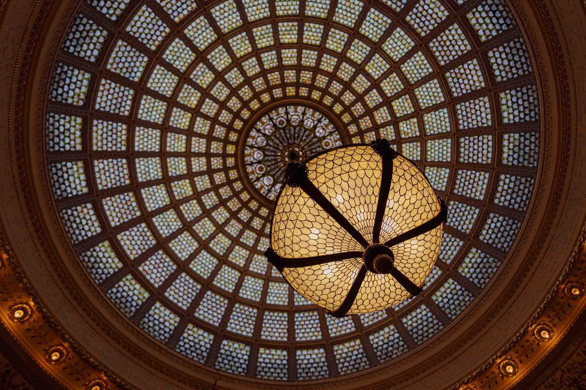 The Tiffany glass dome at the Chicago Cultural Center