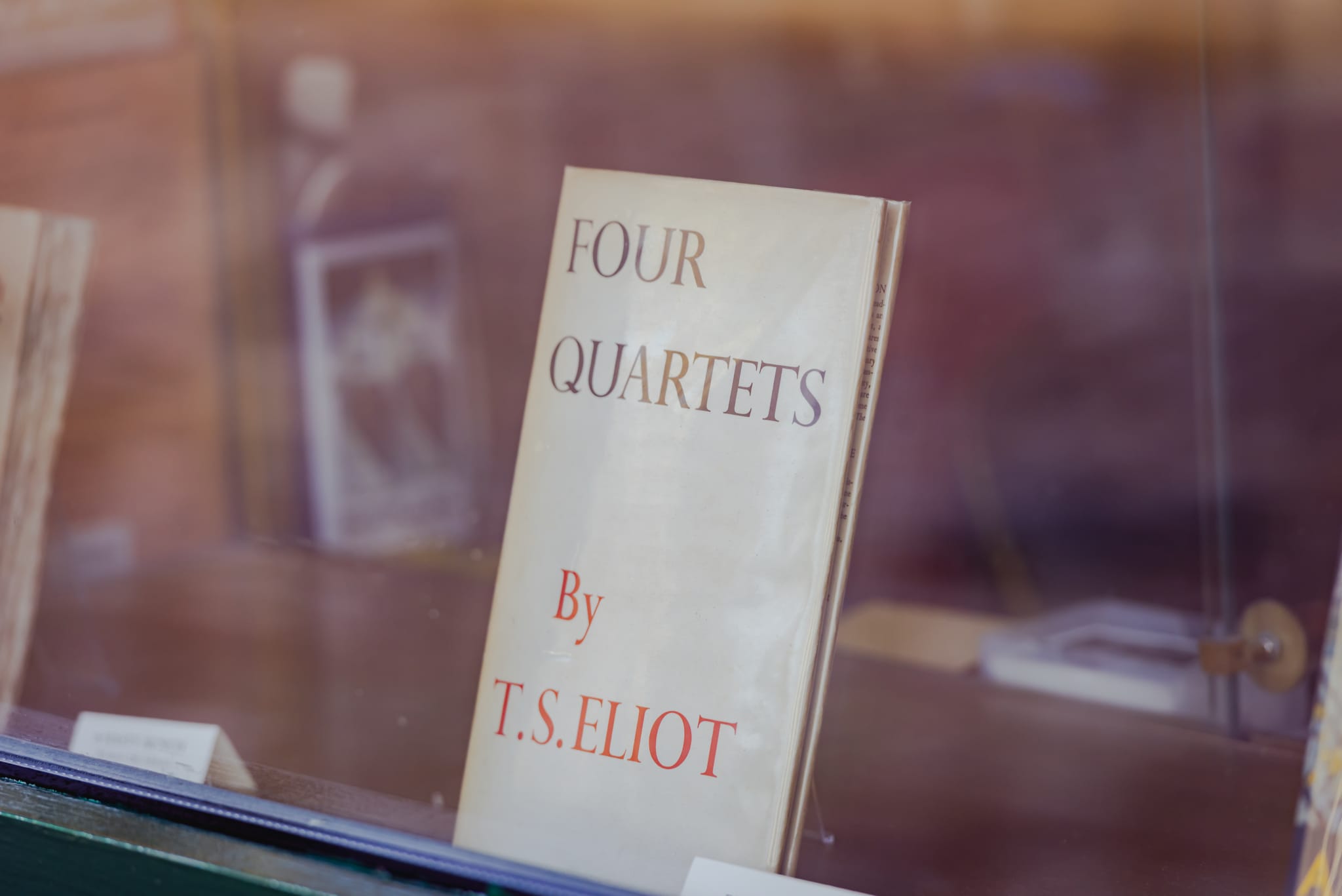 An old copy of Four Quartets by T.S. Eliot in a Paris shop window