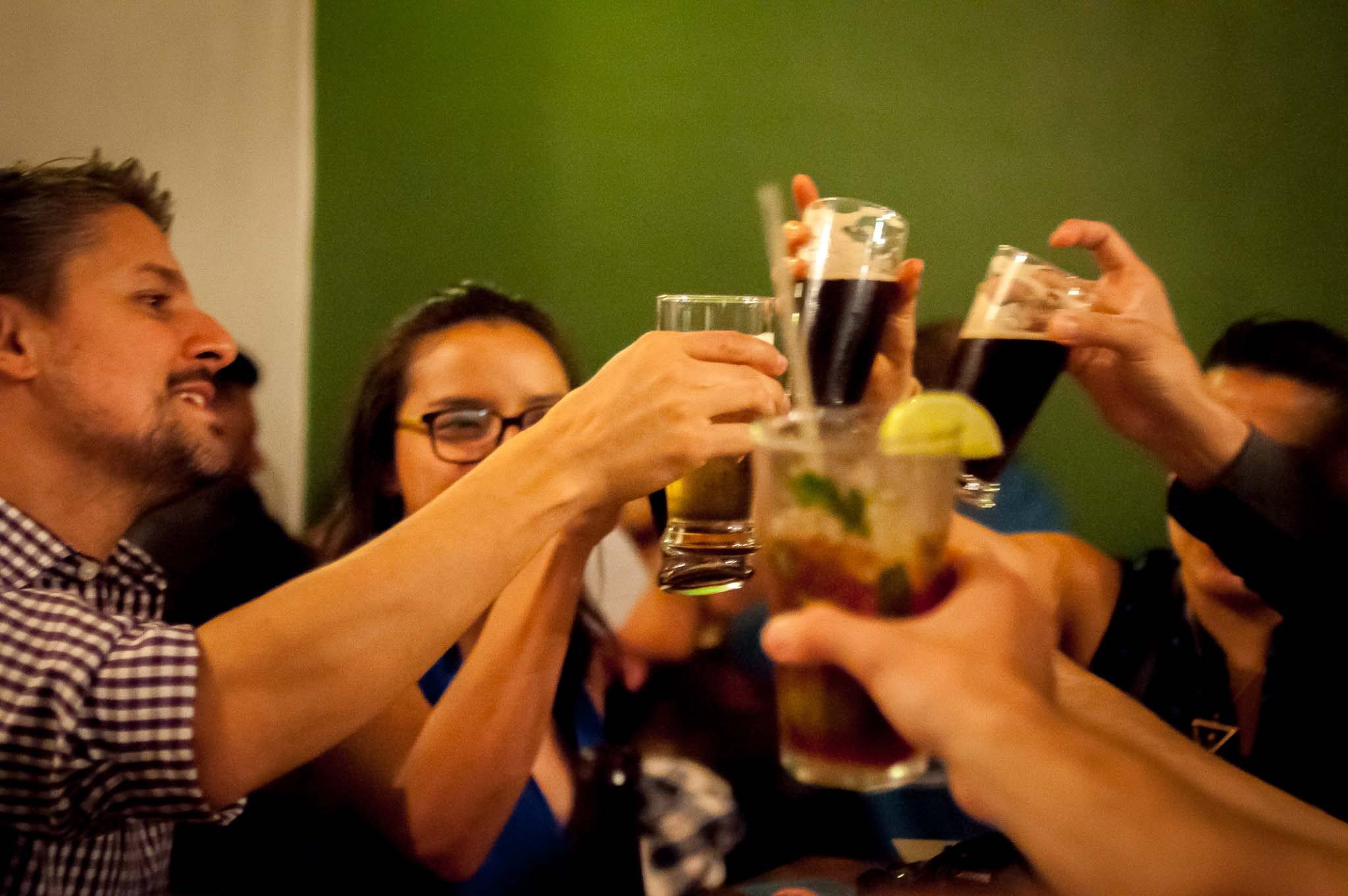 A toast at a team dinner