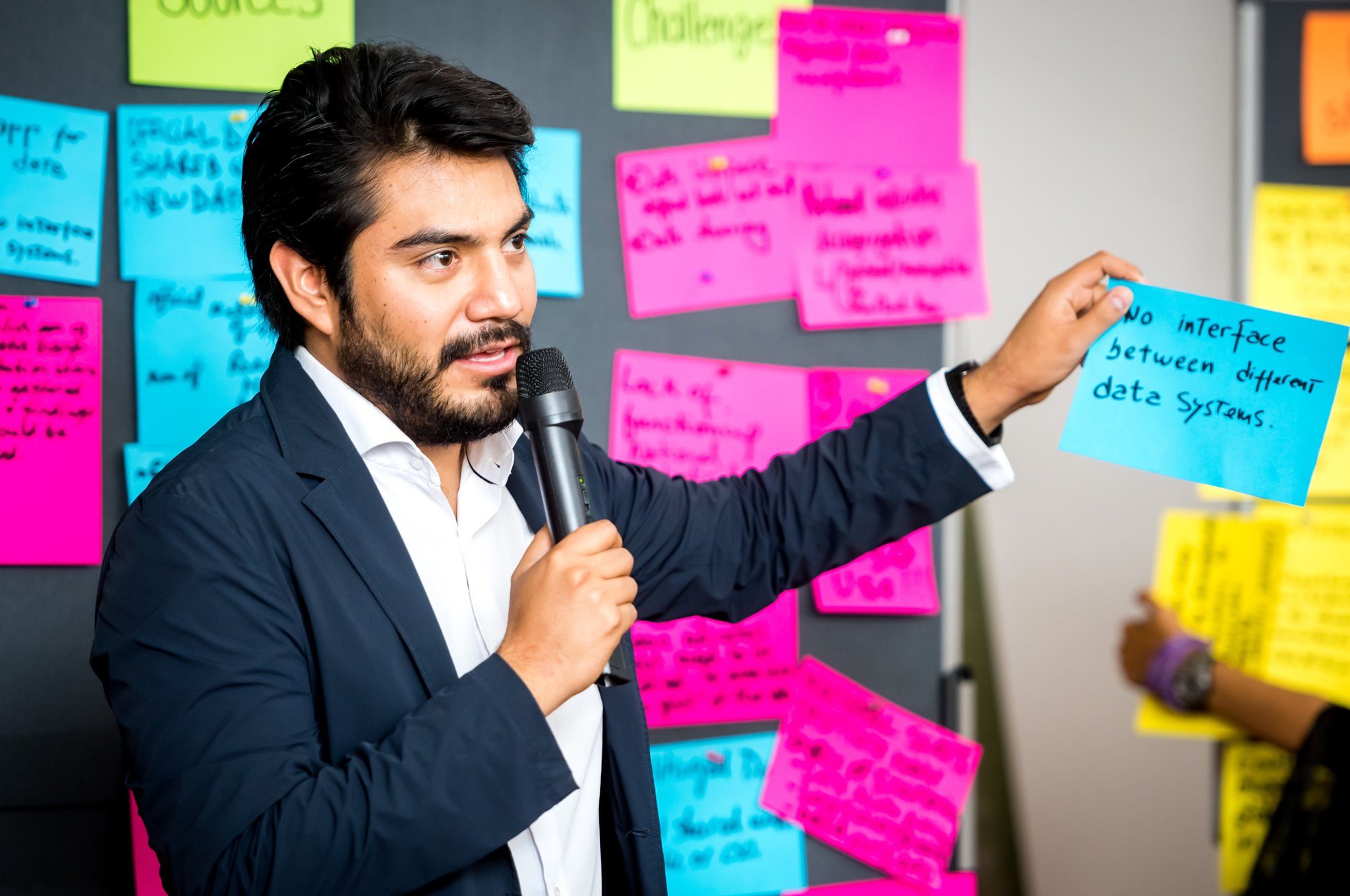 A participant presenting at a workshop