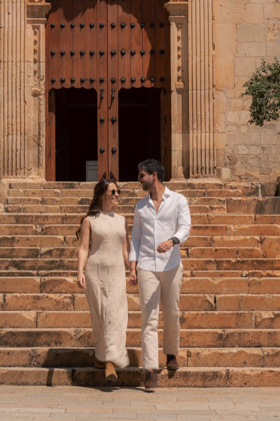 On the steps of a church in the Centro
